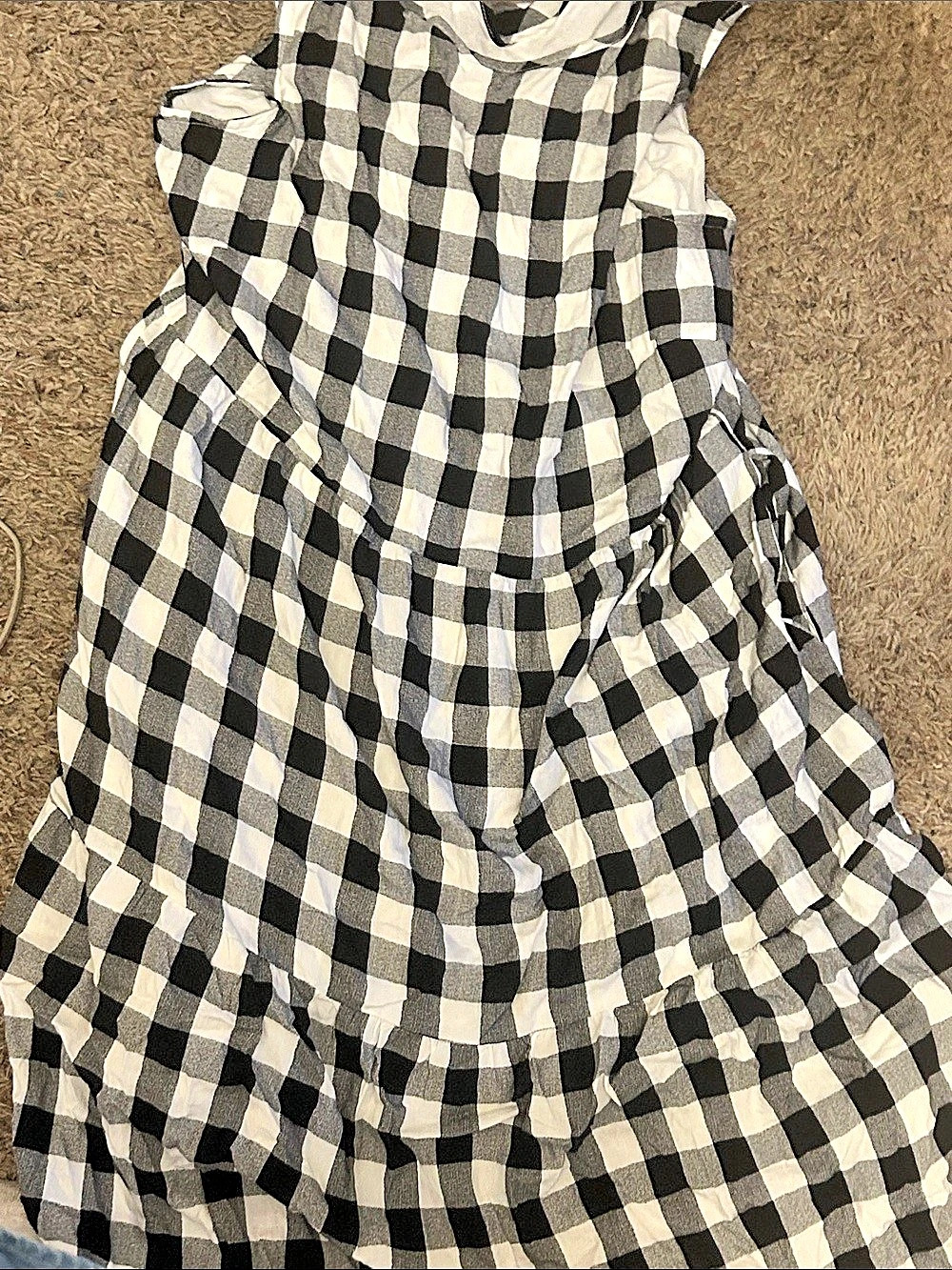 Black & White Gingham Casual Dress